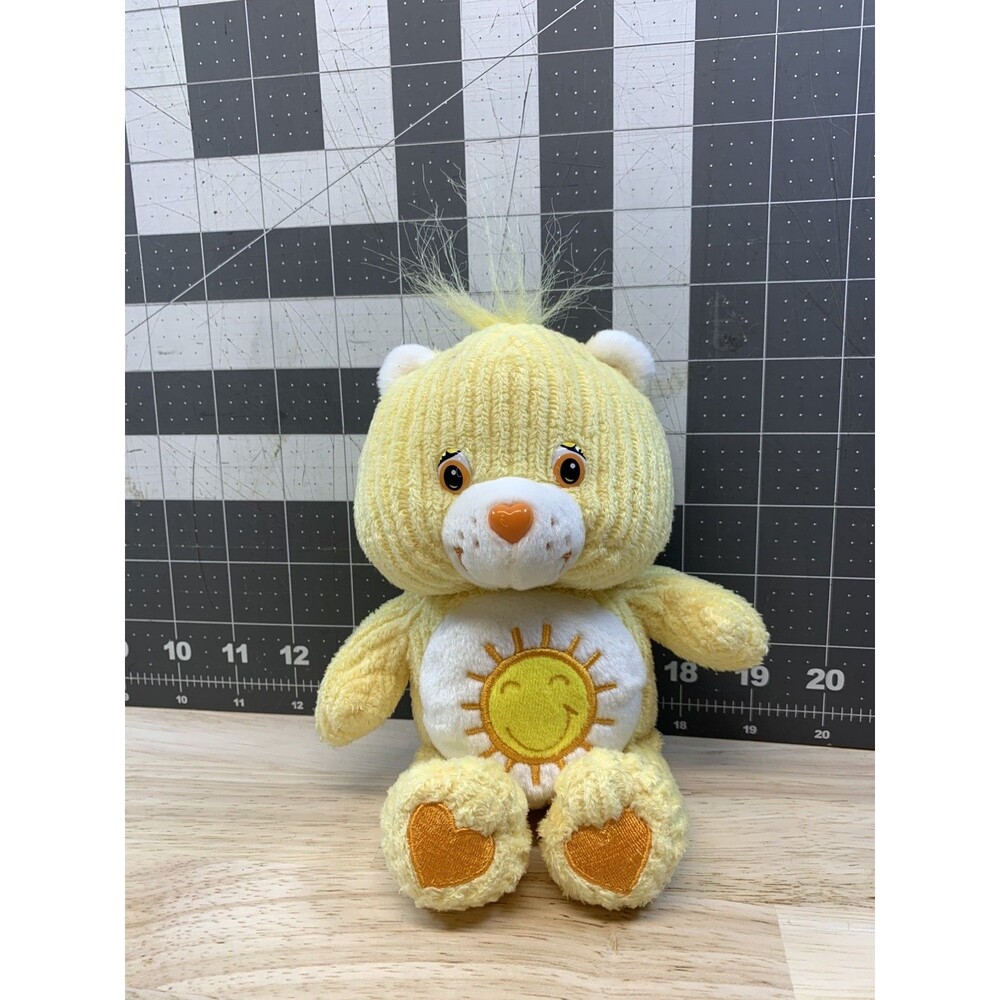 Care Bears Funshine Bear Corduroy Ribbed Plush Small Vintage 2003-2004